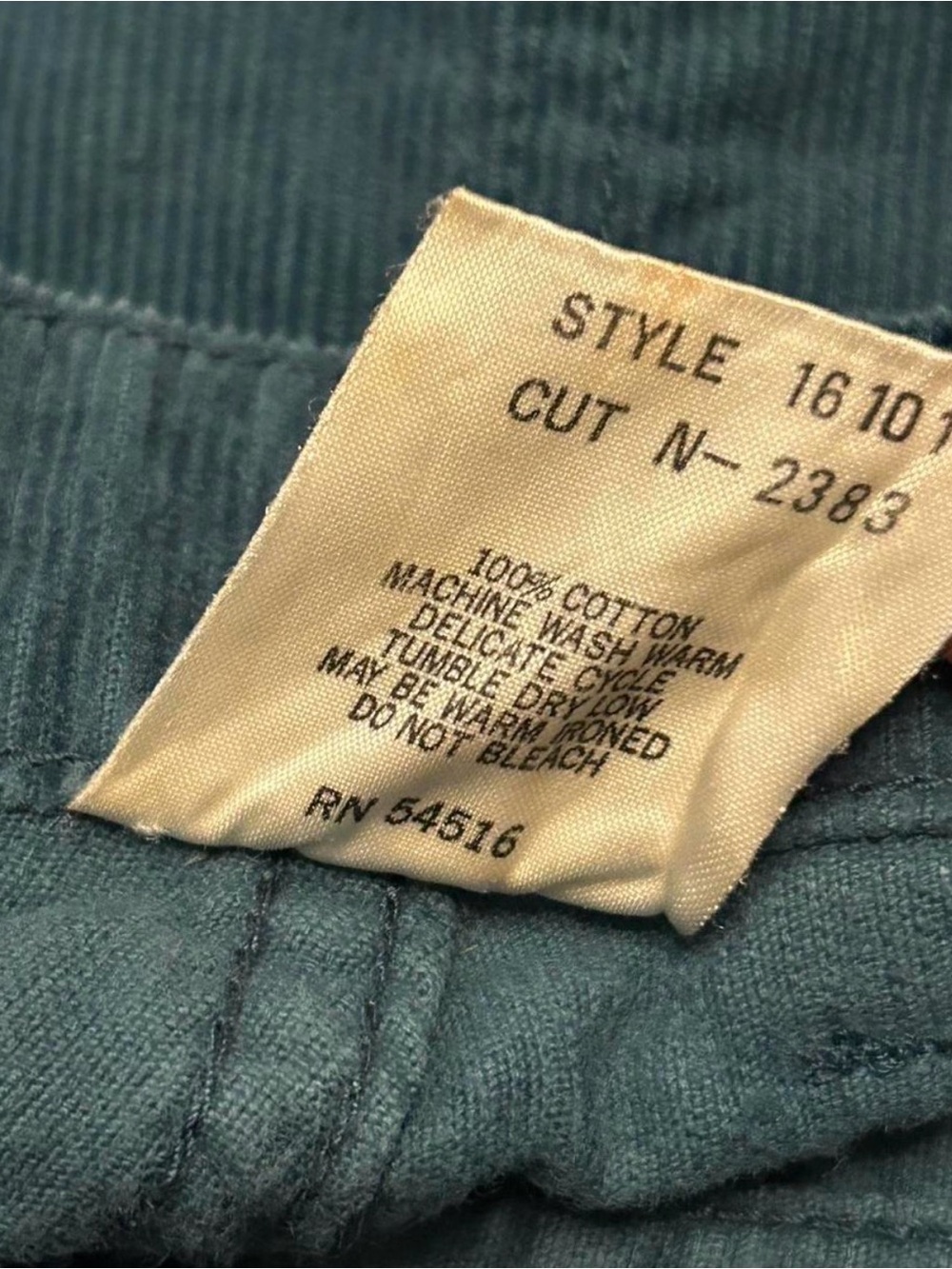 Vintage 1970’s/80’s Deep teal high waisted corduroy pants. Sasson made in Japan - Picture 6 of 8